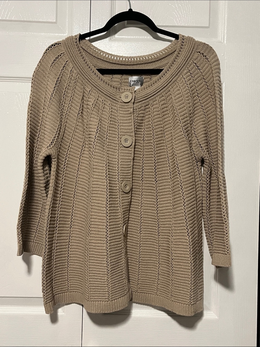 CHICO'S 100% Cotton
Crop Cardigan Sweater
Beige Size 3